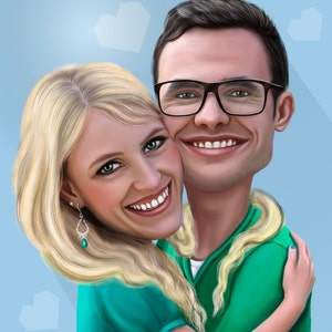 Retrato de pareja personalizado de dibujos animados a partir de su foto / retrato de pareja / ilustración de pareja / retrato para parejas / pareja ilustrada