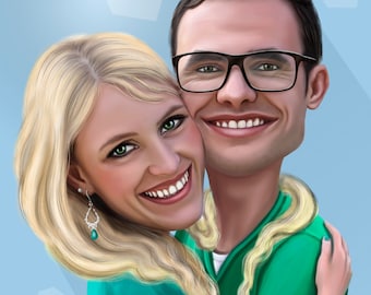 Custom Couple Cartoon Portrait from your Photo / couple portrait / couple illustration / portrait for couples / illustrated couple