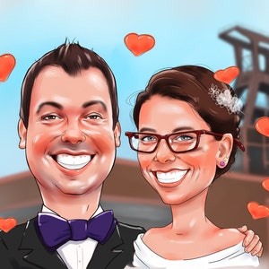 Couple Caricature from your Photo, caricature artist, illustrated couple, couple portrait