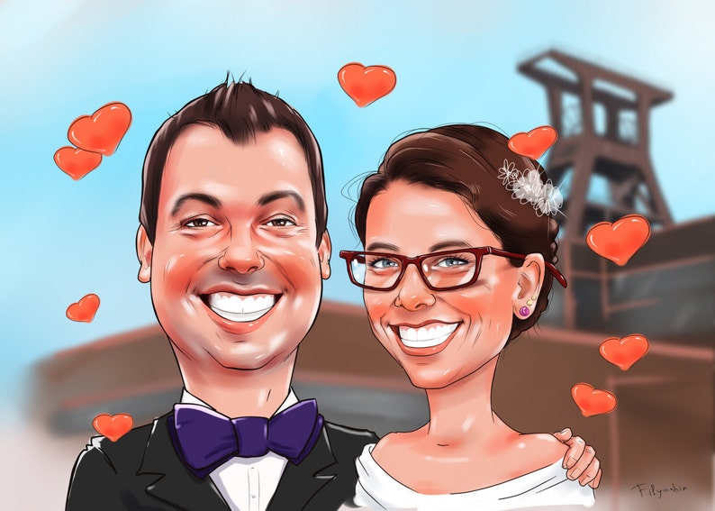 Couple Caricature from your Photo / illustrated couple / | Etsy