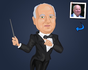 Custom Conductor Caricature Portrait: Unique Choir Director Gift (Digital File)