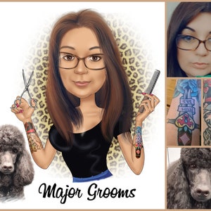 Dog Grooming Logo Design - custom cartoon for your business logo / pet grooming logo
