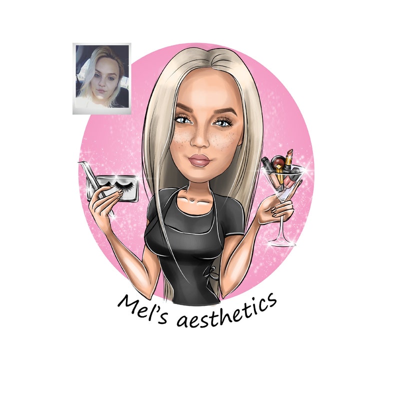 Makeup Artist Logo Design - custom cartoon portrait for your business logo / make up artist logo / makeup logo / makeup artist branding image 6
