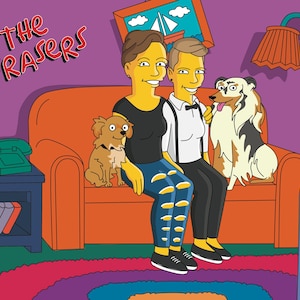 Retrato de casal de casamento gay/presente de casais gays/presente de casamento lésbico/arte gay presentes gays/presente de casal gay/presentes de casamento gay