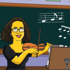 Violin Player Gift Custom Portrait As Yellow Cartoon Character 