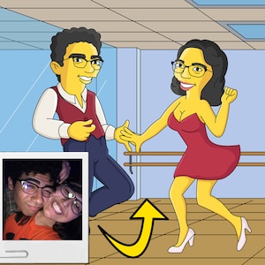 Swing Dancer Gift - Custom Portrait from Photo as Yellow Character, Swing Dancing, Swing Dancers