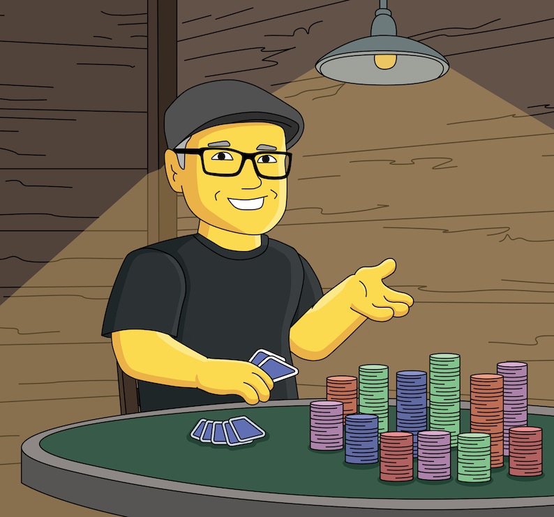 Cadeaus pokerspeler - aangepast cartoonportret van foto / pokerkunst / pokercadeaus voor mannen / pokerkunstwerk / cadeau kaartspeler / cadeau gokker afbeelding 7