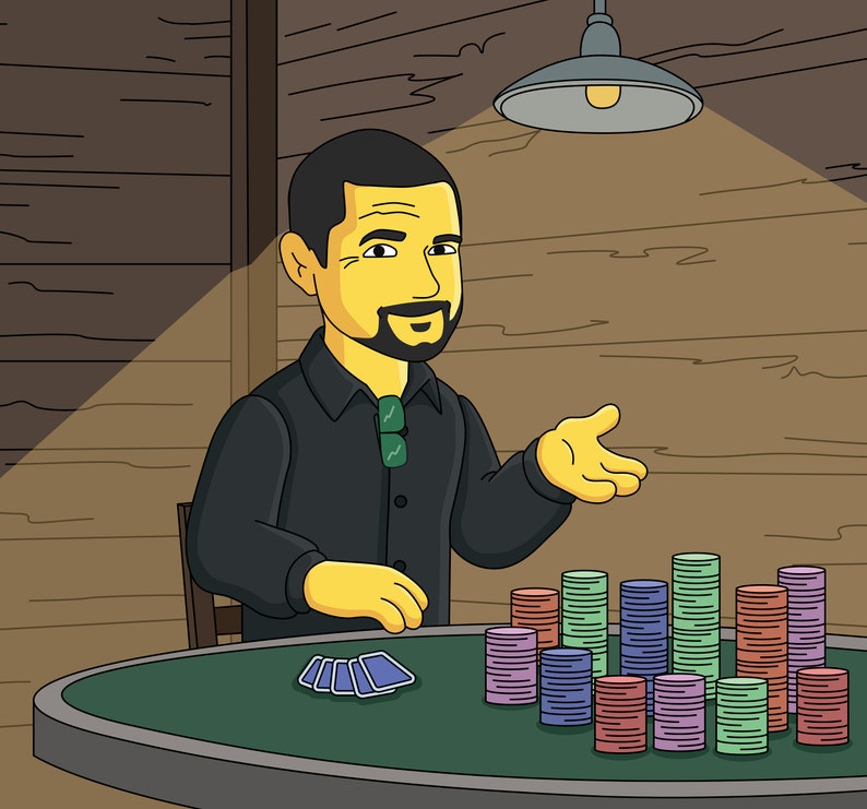 Cadeaus pokerspeler - aangepast cartoonportret van foto / pokerkunst / pokercadeaus voor mannen / pokerkunstwerk / cadeau kaartspeler / cadeau gokker afbeelding 3