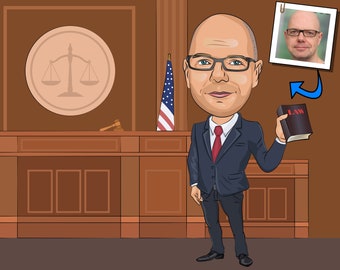 Lawyer Gift - Custom Caricature Portrait From Your Photo / law student gift