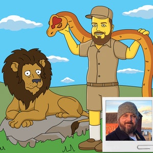 Zoologist Gift  - Custom Portrait as Yellow Cartoon Character / nature lovers gifts / nature lover gift / ecologist / zookeeper gifts