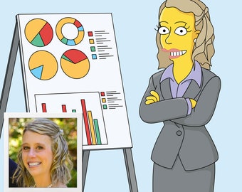 Daten analytiker Geschenk: Kundenspezifisches gelbes Karikatur Porträt (Digitale Datei)