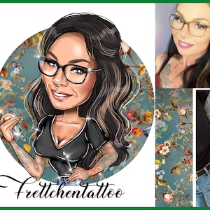 Tattoo Artist Logo Design - custom cartoon portrait for your business logo / permanent cosmetics tech logo