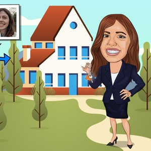 Regalo para agente hipotecario: retrato caricaturesco personalizado a partir de su foto, regalo para prestamista hipotecario
