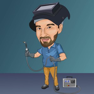 Welder Gift - Custom Caricature Portrait From Your Photo / welding gift image 2