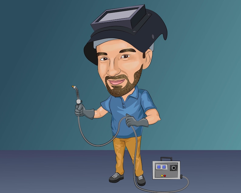 Welder Gift - Custom Caricature Portrait From Your Photo / welding gift image 2