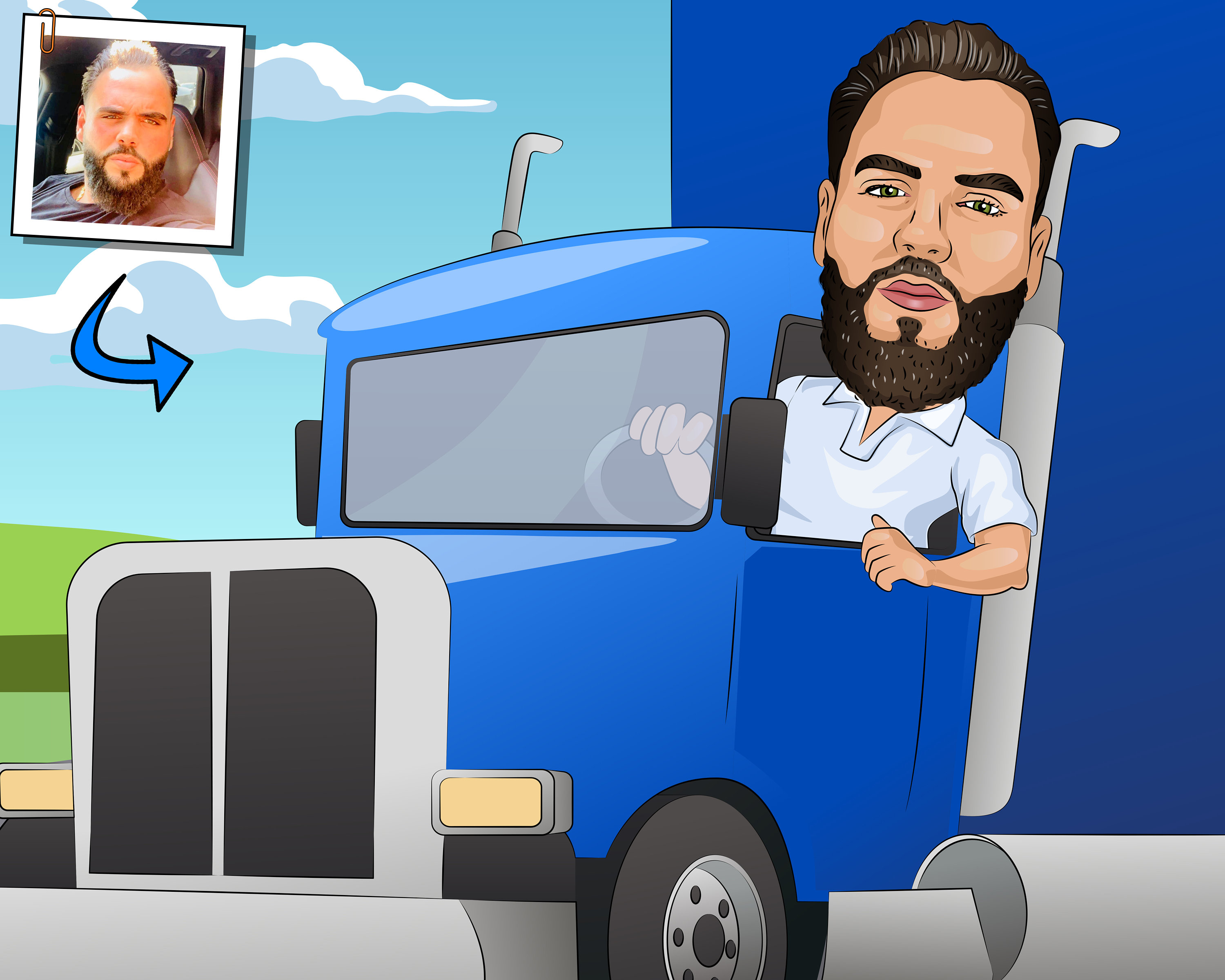 Truck Driver Gift Custom Caricature Portrait From Your Photo - Etsy Hong Kong Truck Driver Gift Custom Caricature Portrait From Your Photo - Etsy Hong Kong