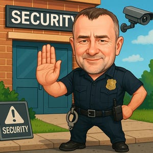 Security Guard Gift - Custom Caricature From Photo, security officer gift