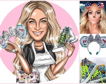 Craft Logo Design - custom cartoon portrait for your business logo / crafting logo