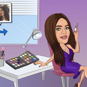 Makeup Artist Gift - Custom Caricature Portrait From Your Photo / make up artist gift