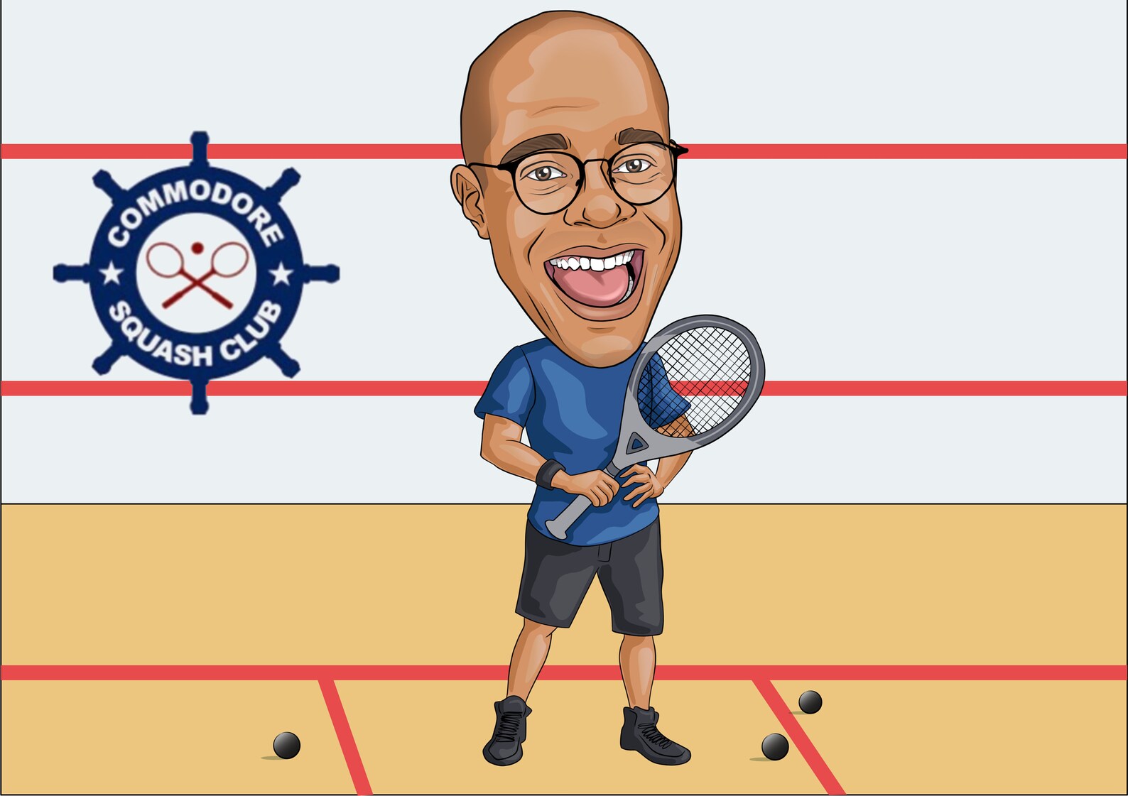 Squash Player Gift Custom Caricature Portrait From Your Etsy