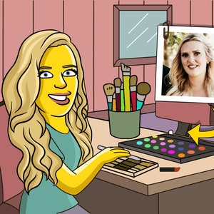 Makeup Artist Gift - Custom Portrait as Cartoon Character / beautician thank you / cosmetician gift / beautician gift / make up artist gift