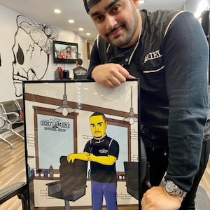 Barber Gift - Custom Portrait as Yellow Cartoon Character