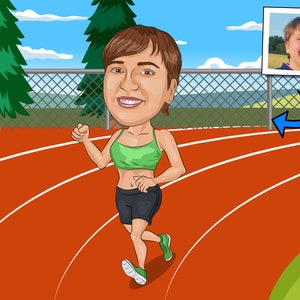 Running Track Gift - Custom Caricature From Photo, Track Runner, track and field