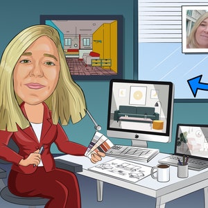 Interior Designer Gift - Custom Caricature From Photo, interior decorator