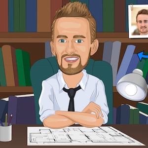 Architect Gift - Custom Caricature Portrait From Your Photo / architecture student