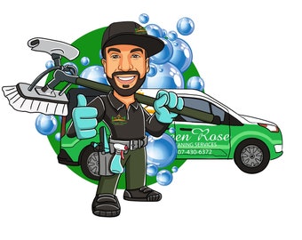 Custom Car Wash Cartoon Logo: Auto Detailing Business Design