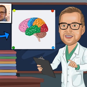 Neuroanatomy Teacher Gift - Custom Caricature From Photo, Neuroanatomy Professor