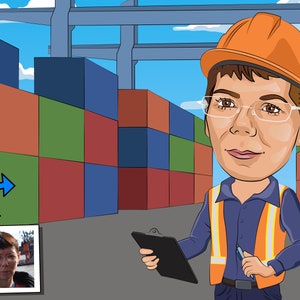 Dock Worker Geschenk - Benutzerdefinierte Karikatur Portrait von Ihrem Foto