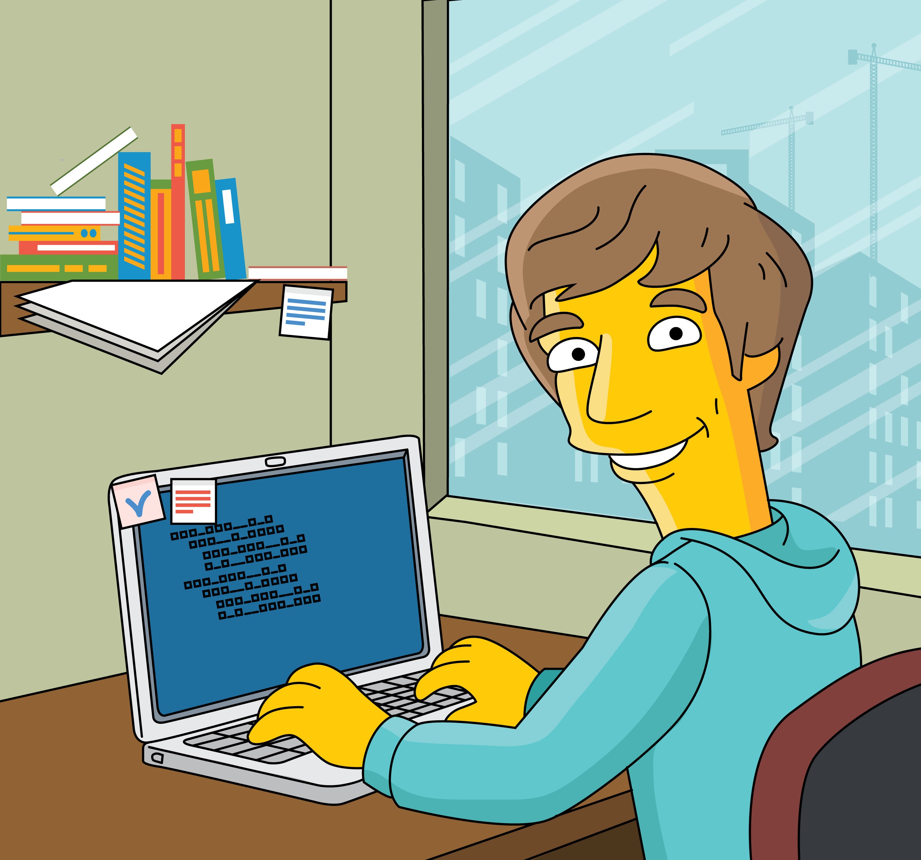  Programmer Gift Custom Portrait as Yellow Cartoon 