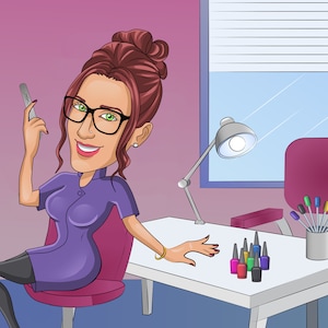 Nail Boss Gift - Custom Caricature Portrait From Your Photo, nail technician