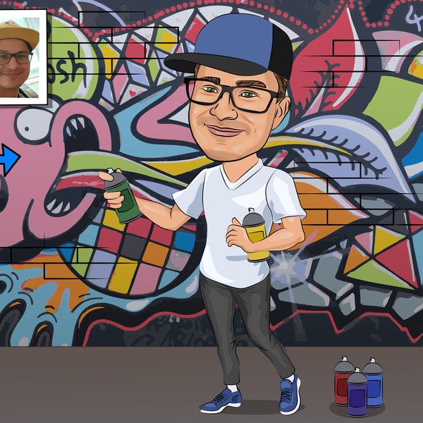 Graffiti Artist Gift - Custom Caricature From Your Photo