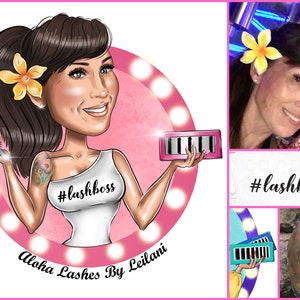 Diseño de logotipo de artista de pestañas: retrato de dibujos animados personalizado para el logotipo de su empresa / logotipo de pestañas / diseño de logotipo de pestañas