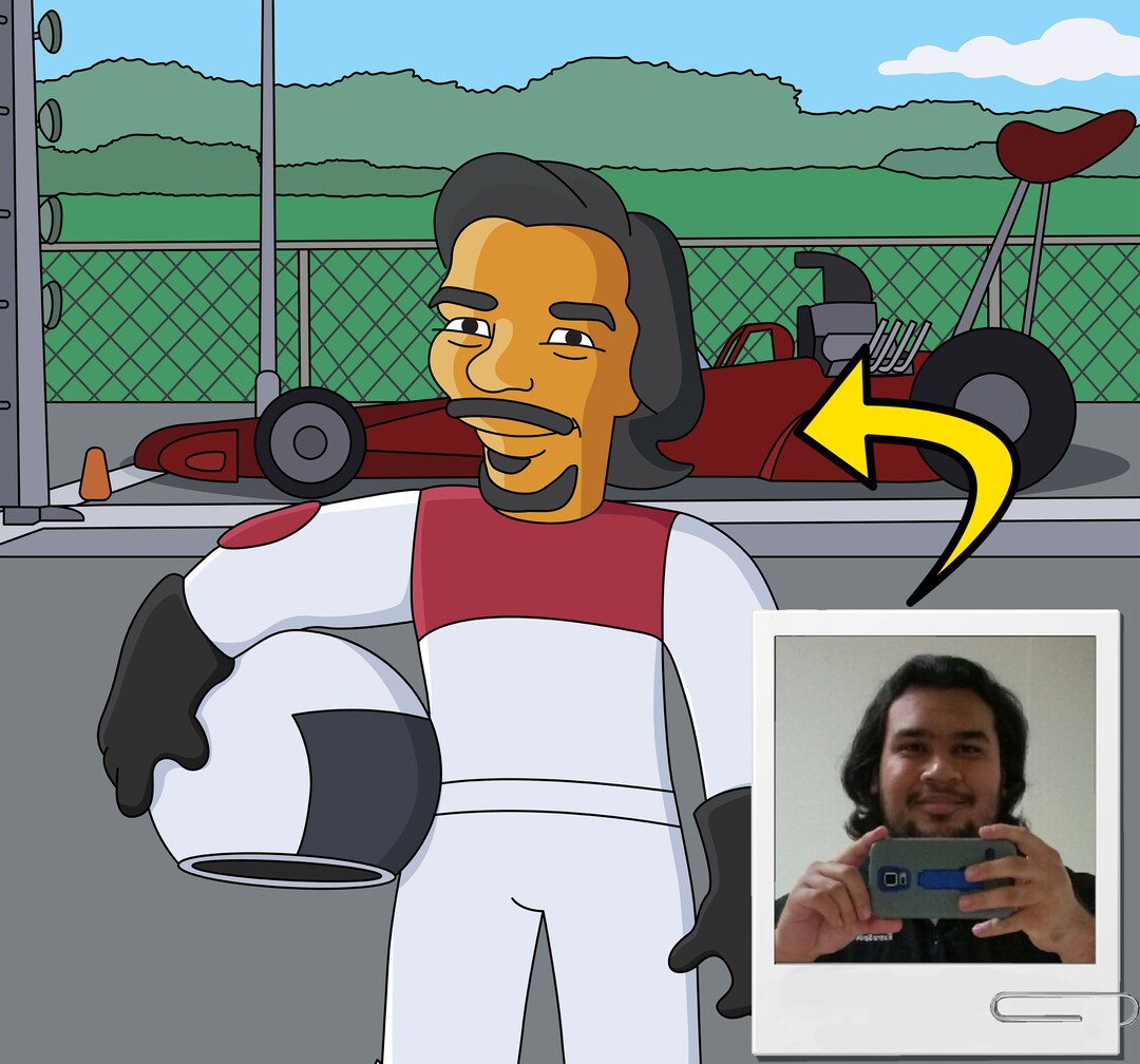 Dragster Gift - Custom Portrait From Photo as Yellow Character / Drag ...