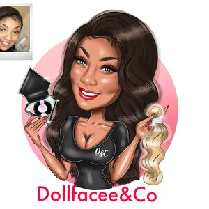 Braider Logo Design custom cartoon portrait for your business logo / custom braid logo design / hair stylist logo image 8