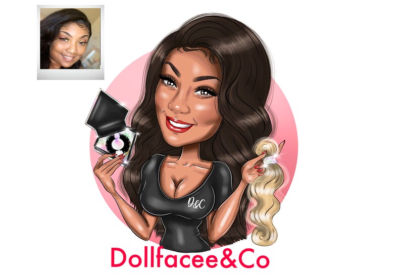 Braider Logo Design custom cartoon portrait for your business logo / custom braid logo design / hair stylist logo image 8