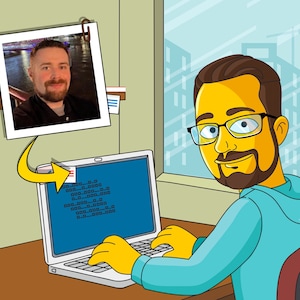 Computer Science Gift - Custom Portrait as Yellow Cartoon Character, computer science art