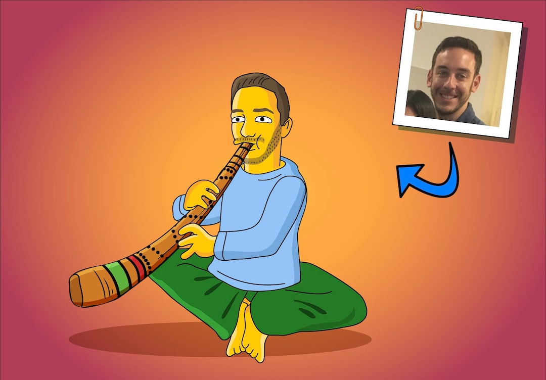 Didgeridoo Player Gift Portrait as Cartoon Character / Didgeridoo Gift