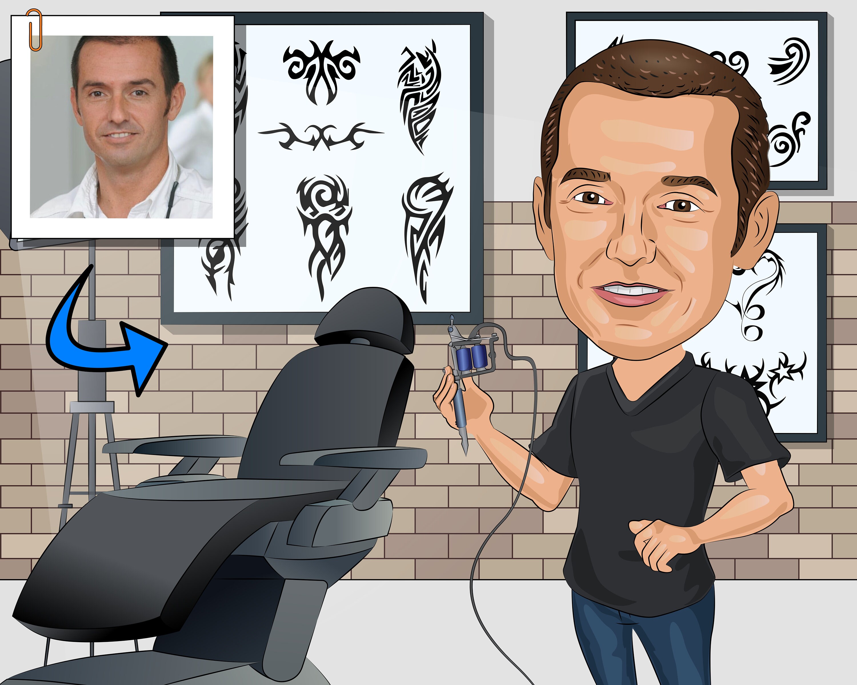 Tattoo Artist Gift Custom Caricature From Photo / Tattoo - Etsy Tattoo Artist Gift Custom Caricature From Photo / Tattoo - Etsy
