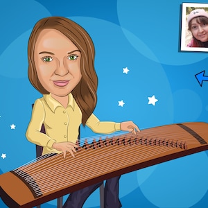 Koto Player Gift - Custom Cartoon Portrait / Koto gift / Koto art