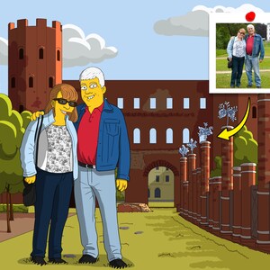 Presente de Turim - Retrato de desenho animado amarelo personalizado da foto, pôster de Turim, Torino