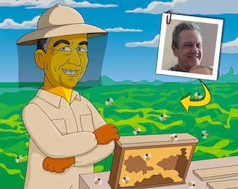 Regalo de apicultor: retrato personalizado a partir de una foto como personaje amarillo / regalos de apicultura / regalo de apicultor