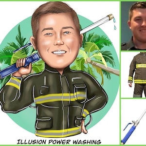 Contractor Logo - custom portrait for your business logo / power washing logo / cleaning logo
