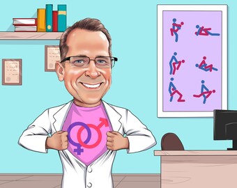 Sex therapist Gift - Custom Caricature From Photo, Sexology gifts, Sexologist Gift, couples therapy, sex educator