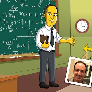 Mathe-Lehrer Geschenk - individuelles Porträt als Zeichentrickfigur / Charakter Geschenk für Mathematiker / Lehrerin / Lehrer für Mathematik