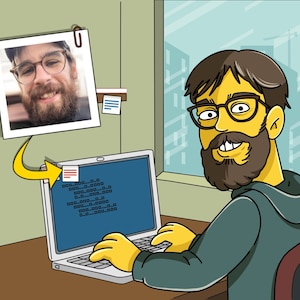 Programmer Gift  - Custom Portrait as Yellow Cartoon Character / programmer gift idea / gift for programmer /software engineer hacker gift