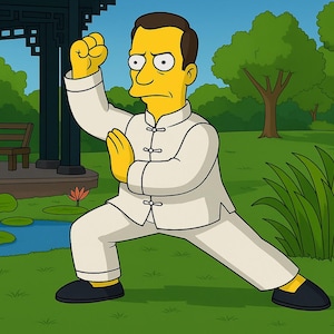Tai Chi Chuan Gift - Custom Portrait from Photo as Yellow Character